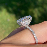 14K Gold Diamond Double Under Halo Ring w/ 4.00 Carat Princess Cut Forever Brilliant Moissanite Engagement Ring