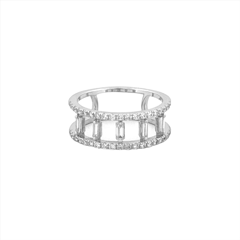 14K Gold Prong Set Open Baguette Cage Style Band