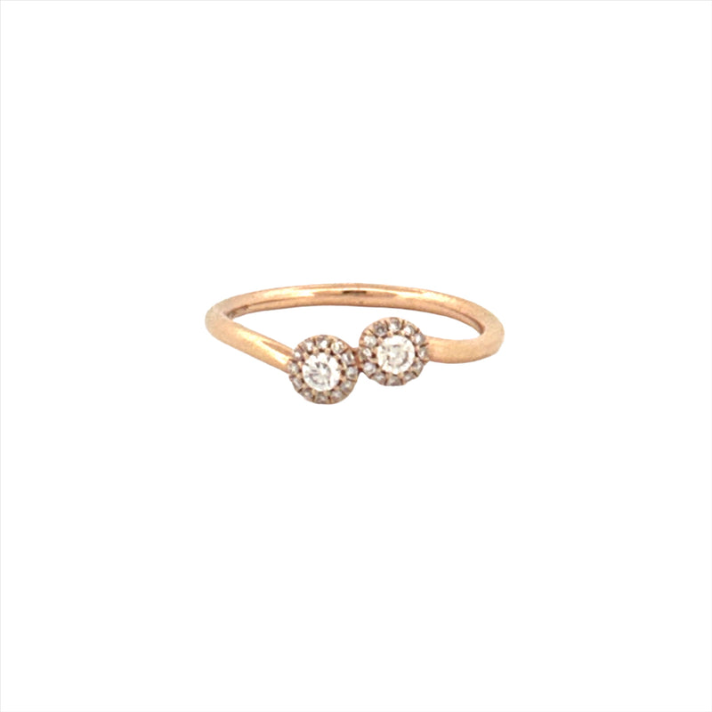 14K Gold Duo Round Halo Diamond Band