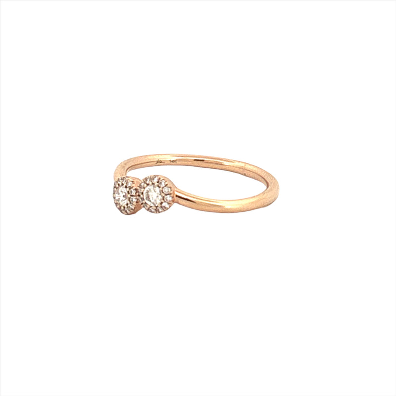 14K Gold Duo Round Halo Diamond Band