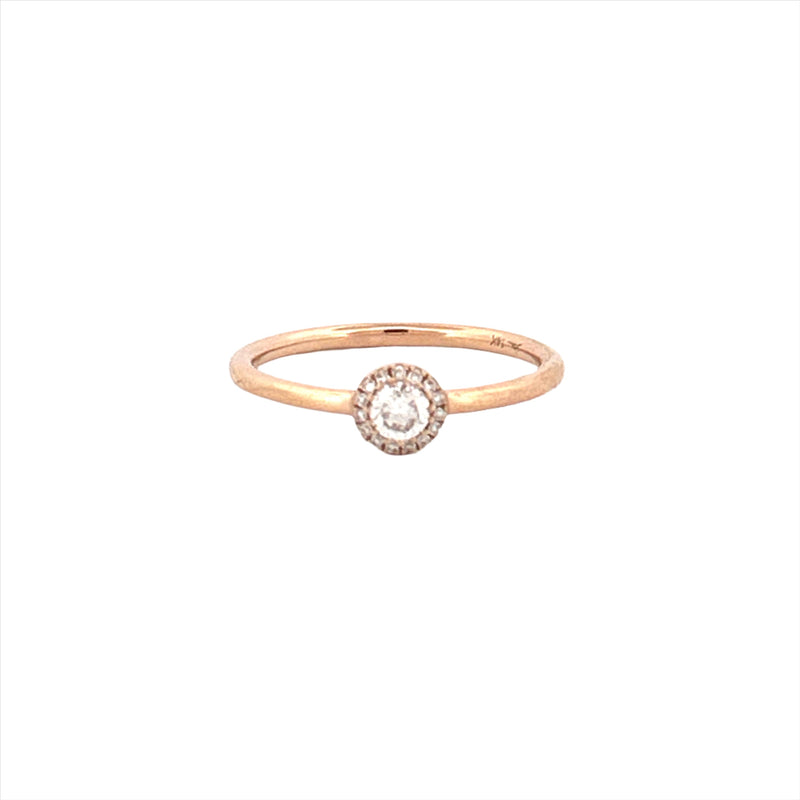 14K Gold Single Round Halo Diamond Band