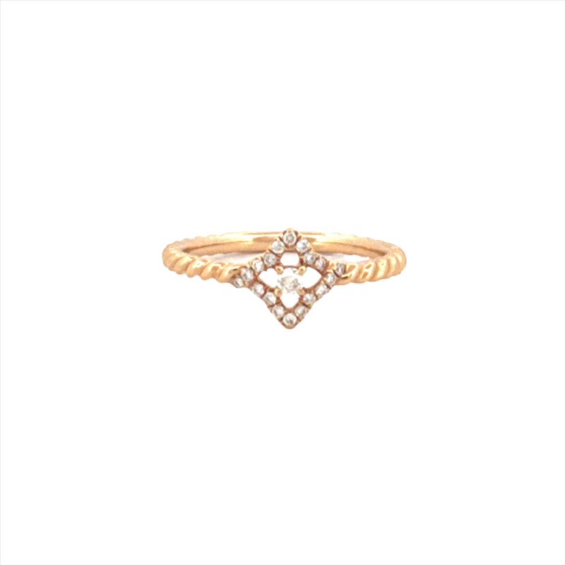 14K Gold Diamond Flower Twisted Band