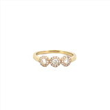 14K Gold Trio Round Halo Diamond Band