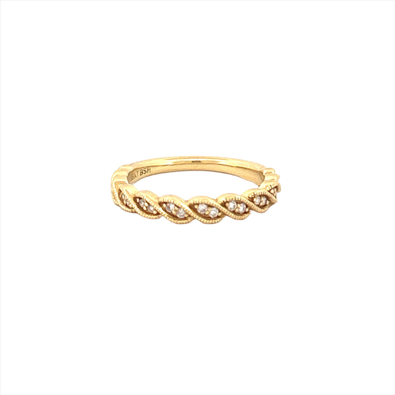 14K Gold Art Deco Twist Diamond Ring