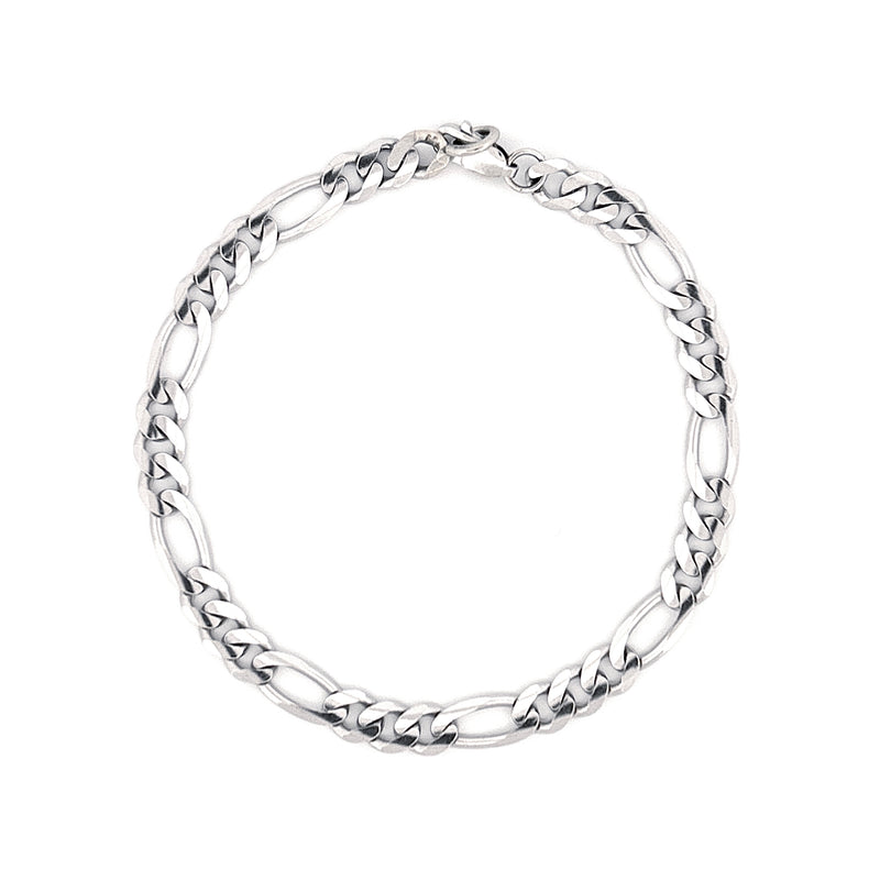 14K White Gold 5.5MM Figaro Bracelet