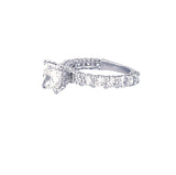 14K Gold 2.00 Carat Cushion Natural Diamond Under Halo, Diamond U-Prong Engagement Ring