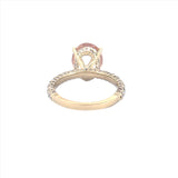 14K Gold Diamond Under Halo with 2.50 Carat Oval Morganite Engagement Ring