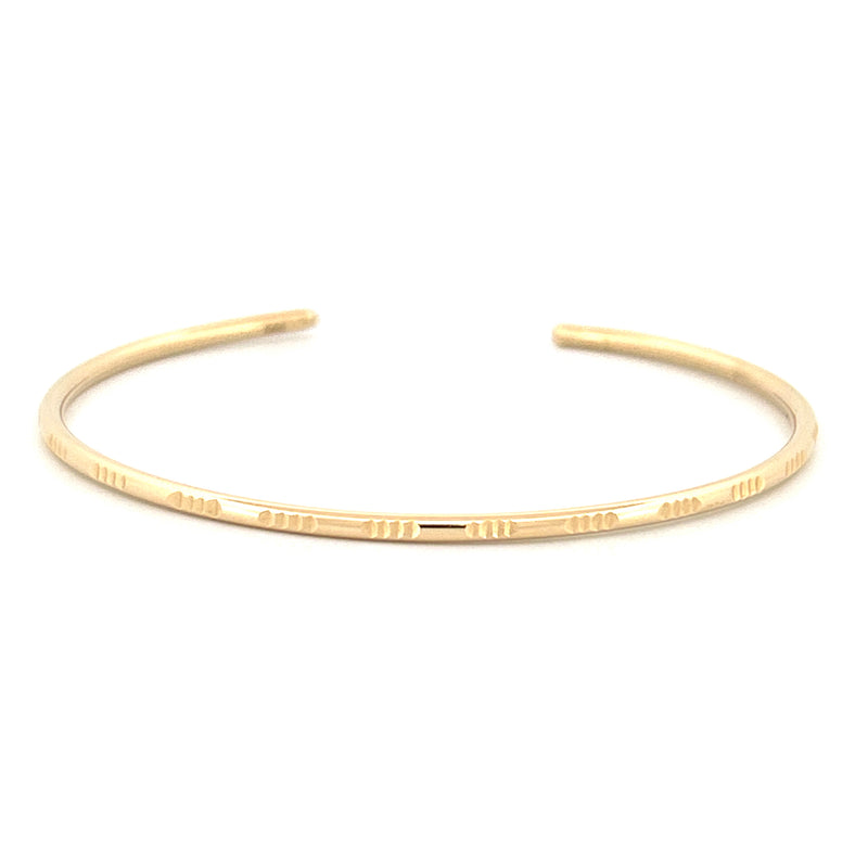 14K Gold Spaced Diamond Cut Bangle