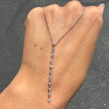 14K Gold Hanging Diamond Bezel Drop Pendant Necklace