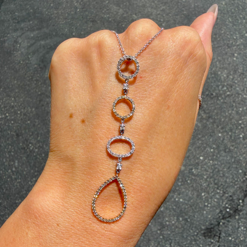 14K Two Color Gold Open Shape Dangle Necklace