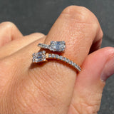 14K Two Color Gold Open Wrapped Baguette Cluster Diamond Ring