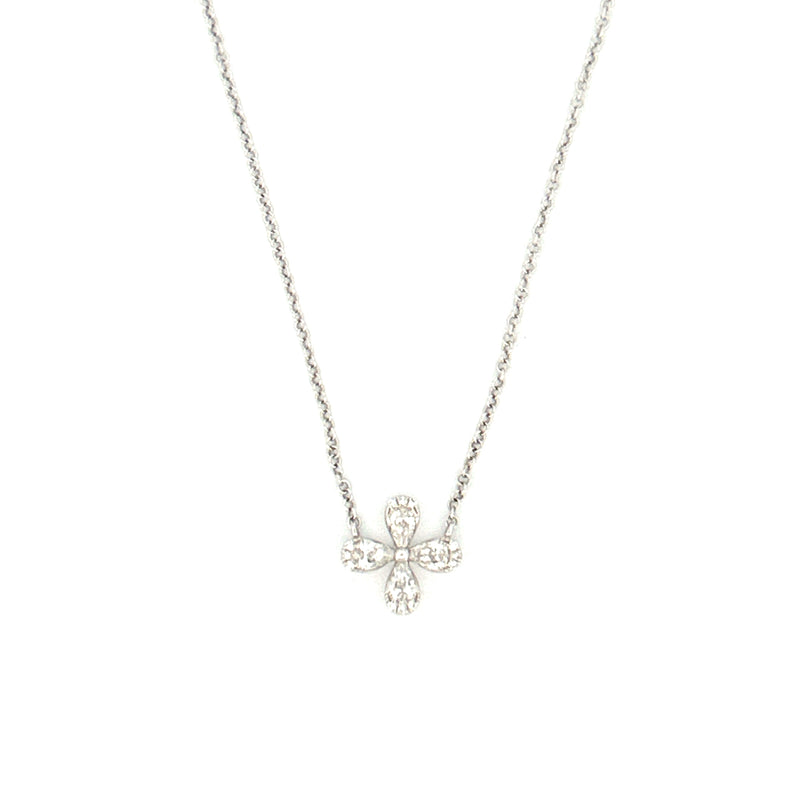 14K Gold Pear Shape Flower Diamond Necklace