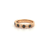 14K Gold Black Diamond and Duo Diamond Pattern Wedding Band