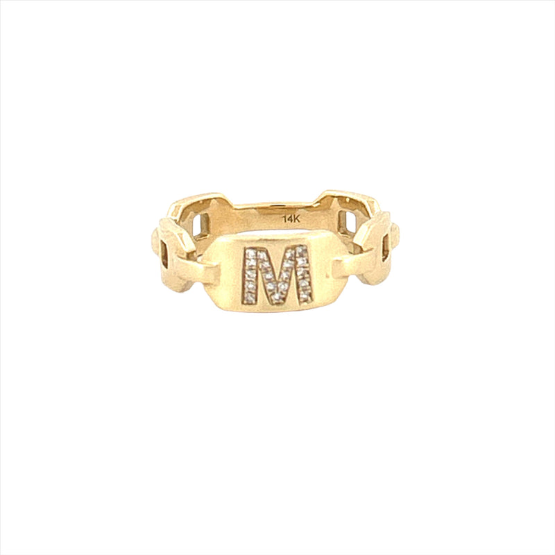 14K Gold Personalized Initial Linked Diamond Band