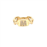 14K Gold Personalized Initial Linked Diamond Band