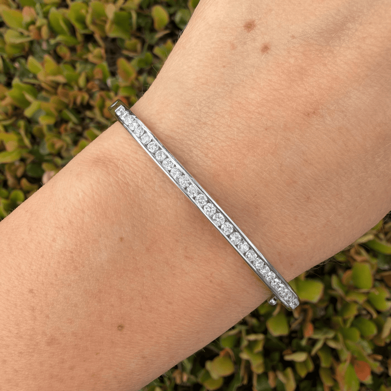 14K Gold 3.00 Channel Set Natural Diamond Bangle
