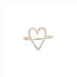 14K Gold Open Heart Diamond Ring