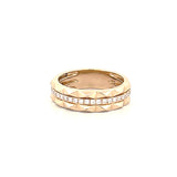 14K Gold Studded Three Row Diamond Band