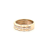 14K Gold Studded Three Row Diamond Band