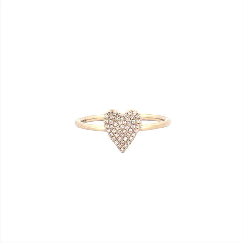 14K Gold Small Heart Diamond Pave Ring