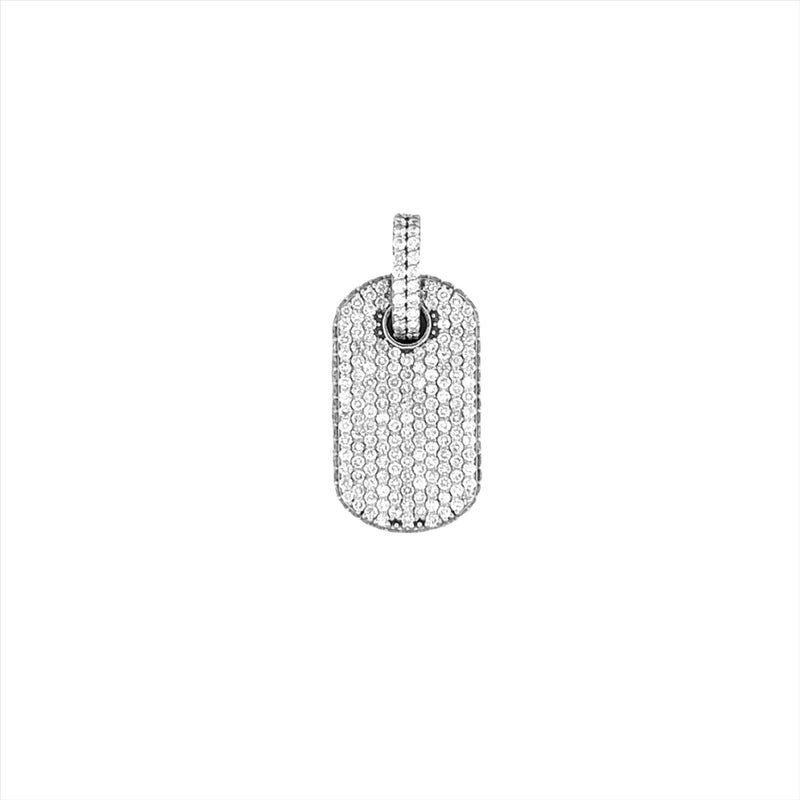14K Gold Diamond Pave Dog Tag Pendant