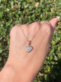 14K Gold Invisible Heart Bezel Diamond Pendant