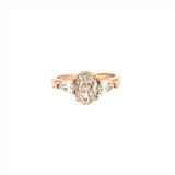 14K Gold Three Stone Lab Grown Oval Diamond Engagement Ring