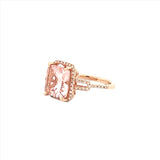 14K Gold 2.80 Carat Cushion Morganite Halo and U Shank Engagement Ring
