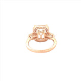 14K Gold 2.80 Carat Cushion Morganite Halo and U Shank Engagement Ring