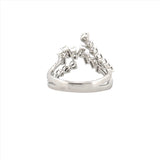 14K Gold Staggered Baguette and Round Diamond Two Row Crown Ring