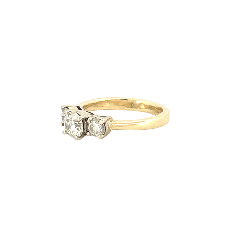 14K Gold Three Stone 1.20 Carat Round Lab Grown Diamond Basket Set Engagement Ring