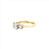 14K Gold Three Stone 1.20 Carat Round Natural Diamond Basket Set Engagement Ring