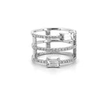 14K Gold Three Row Baguette Diamond Band