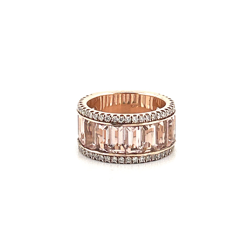 14K Gold Morganite Baguette Diamond Fashion Band