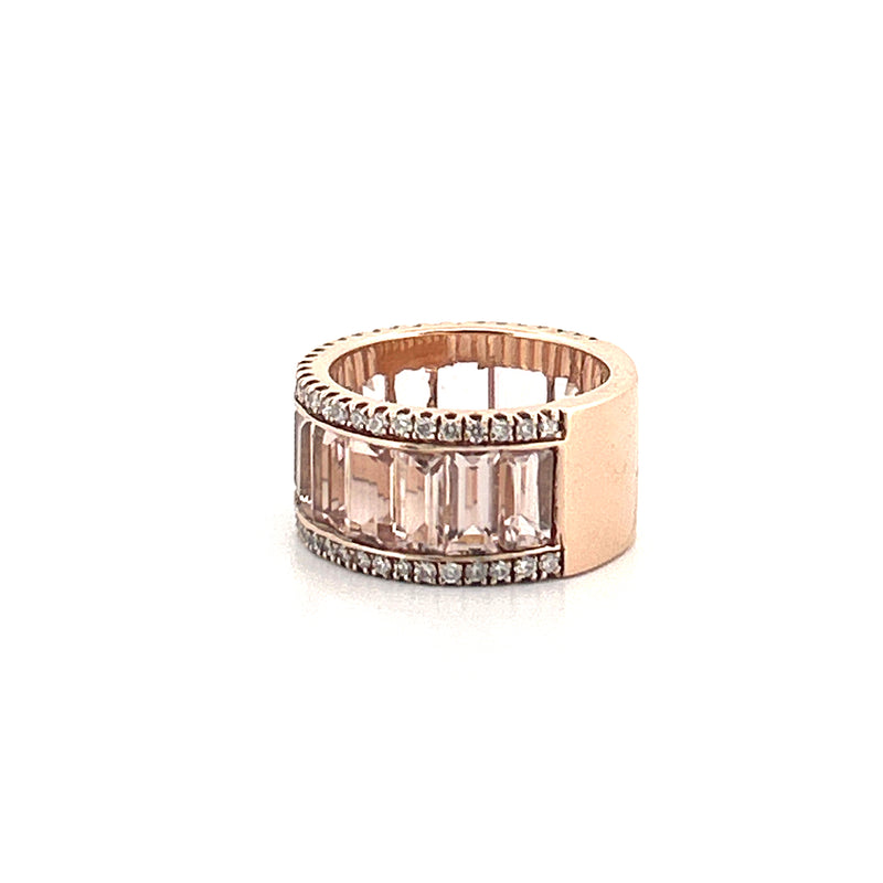 14K Gold Morganite Baguette Diamond Fashion Band