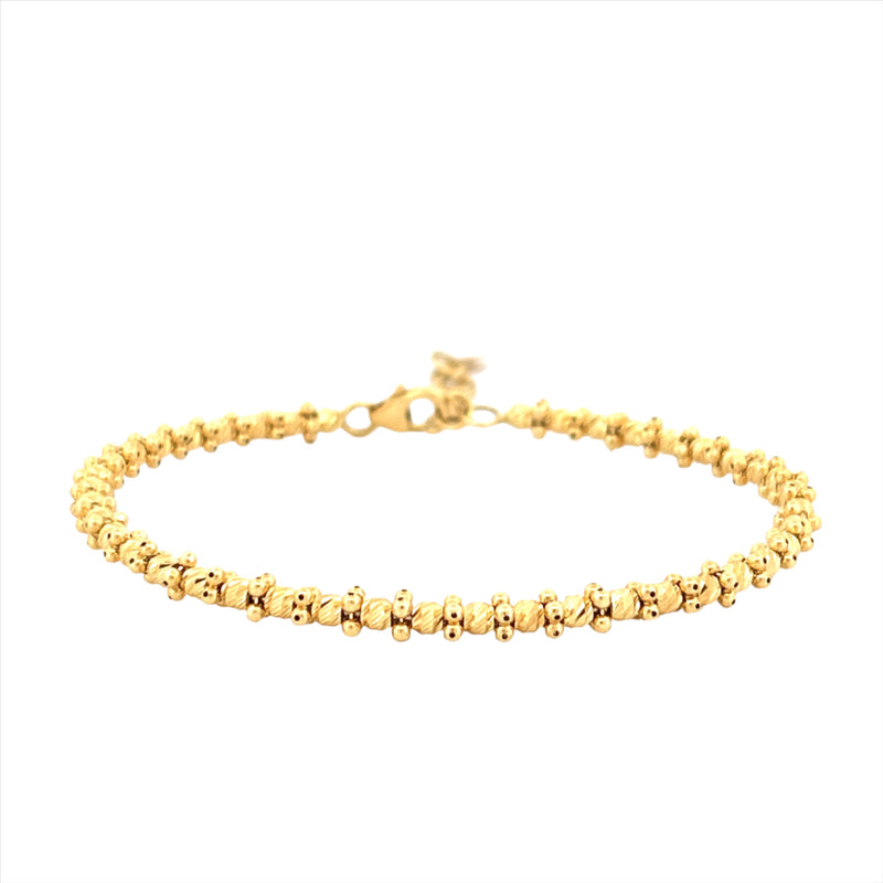 14K Gold Adjustable Fashion Diamond Cut Bead Bangle