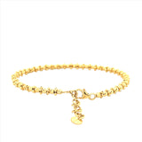 14K Gold Adjustable Fashion Diamond Cut Bead Bangle