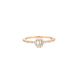 14K Gold Round Baguette Cluster Pave Diamond Band
