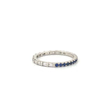 14K Gold Half Sapphire Half Baguette Diamond Eternity Band