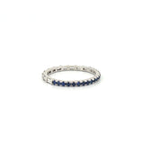 14K Gold Half Sapphire Half Baguette Diamond Eternity Band