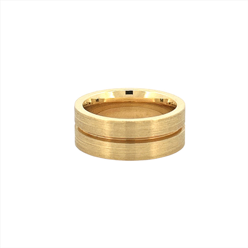 14K Gold Mens Center Groove Band