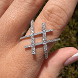 14K Gold Double Diamond Criss Cross Band