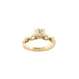 14K Gold 1.60 Carat Lab Grown Round Art Deco Leaf Engagement Ring