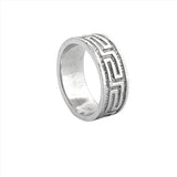 14K Gold Mens Geometric Grooved Band