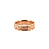 14K Gold Mens Floral Engraved Band