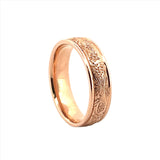 14K Gold Mens Floral Engraved Band