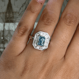 14K Gold Lab Grown Blue Diamond Baguette Bezel Band