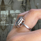 14K Gold Lab Grown Blue Diamond Baguette Bezel Band