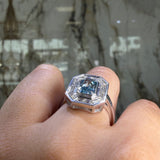 14K Gold Lab Grown Blue Diamond Baguette Bezel Band