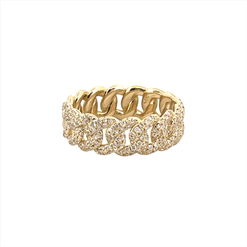 14K Gold Halfway Diamond Cuban Pave Band